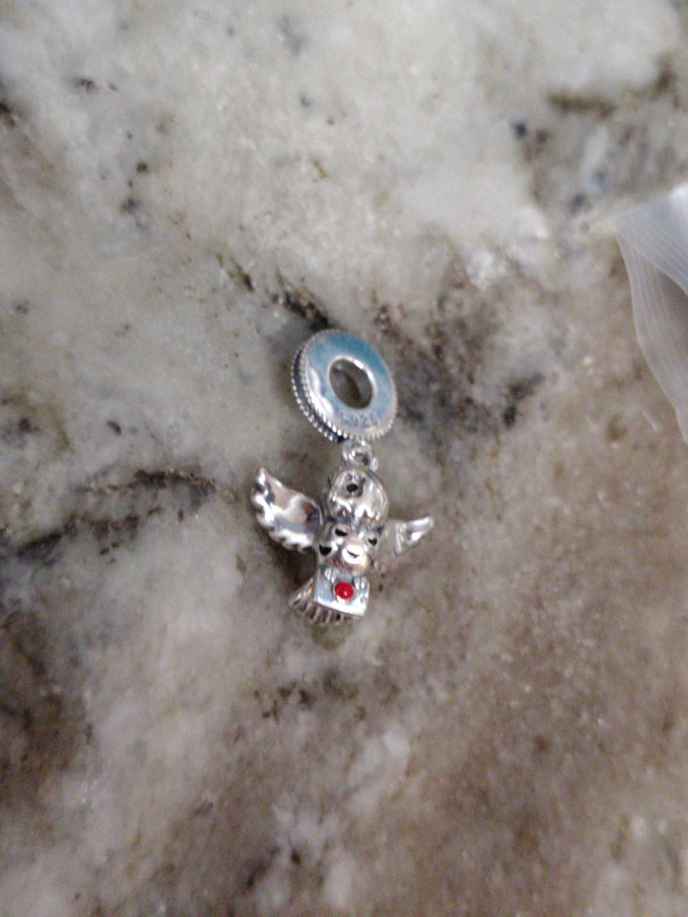 Sterling Silver Harry Potter Hedwig Charm Pendant with Red Accent